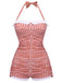 [Pre-Vendita] Costume Intero Rosa a Quadretti Halter con Fiocco Anni '50 4