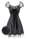 Gray 1960s Bowknot Mesh Patchwork Polka Dot Dress - vintage dress, retro fashion
