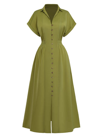 Green dress with short sleeves on a white background