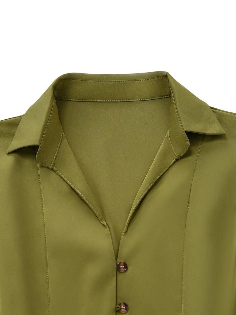 Green shirt with a collar on a white background