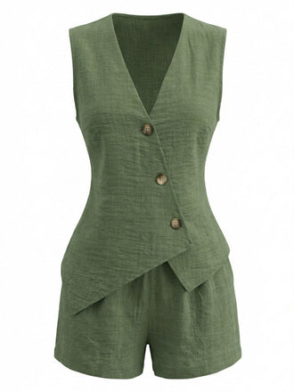 Set con Shorts con Scollo a V con Allacciatura Vest & Anni '40 2