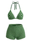 [Prevendita] Bikini a fascia verde anni '50 a righe in spugna