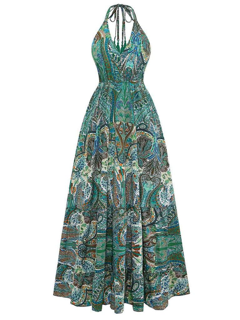 Green 1940s Ruffle Collar Swing Dress 2