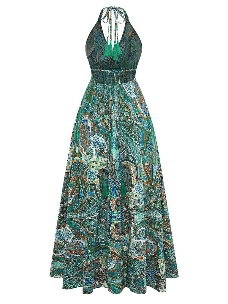 Green 1940s Ruffle Collar Swing Dress 3