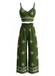[Pre-Vendita] 2 Pezzi Top a Spalline Sottili Floreale con Pantalone Verde Anni '70 2