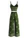 [Pre-Vendita] 2 Pezzi Top a Spalline Sottili Floreale con Pantalone Verde Anni '70 5