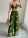 [Pre-Vendita] 2 Pezzi Top a Spalline Sottili Floreale con Pantalone Verde Anni '70 3