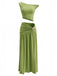 2PCS Anni '30 Top a Spalle Scoperte e Gonna Lunga Arricciata