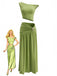 2PCS Anni '30 Top a Spalle Scoperte e Gonna Lunga Arricciata