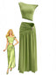 2PCS Anni '30 Top a Spalle Scoperte e Gonna Lunga Arricciata