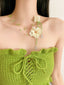 Collana Verde Floreale in Cristallo con Perline