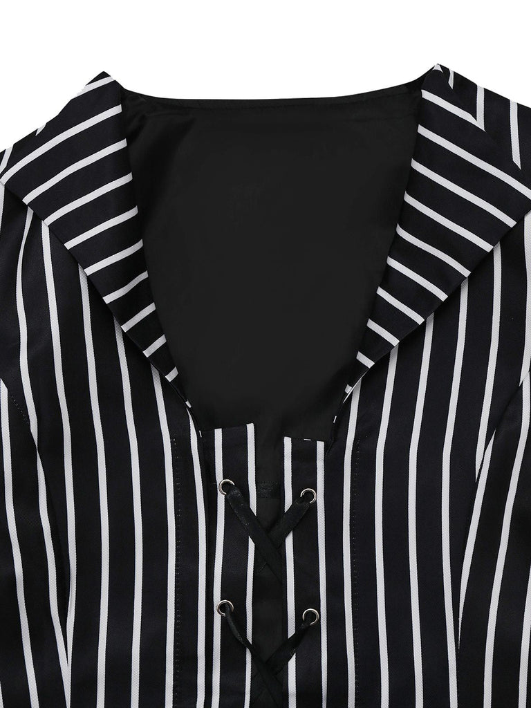Completo a righe stile Nightmare Before Christmas nero anni '40