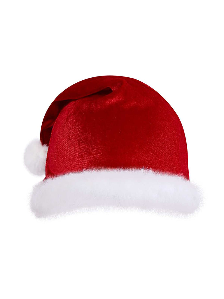 Body natalizio in peluche con scollo a V profondo e cappello anni '70