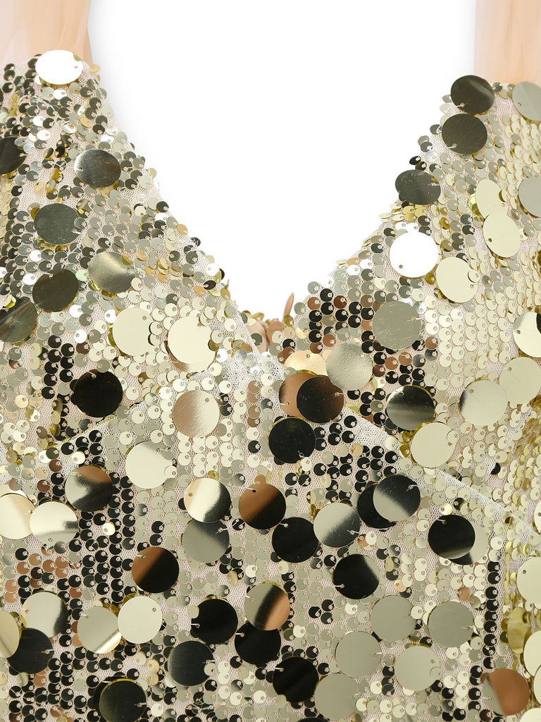 Abito paillettes e lacci con scollo a V profondo anni '80