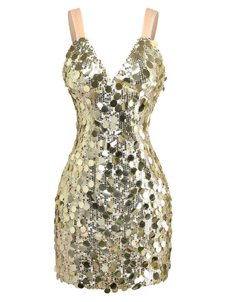 Abito paillettes e lacci con scollo a V profondo anni '80