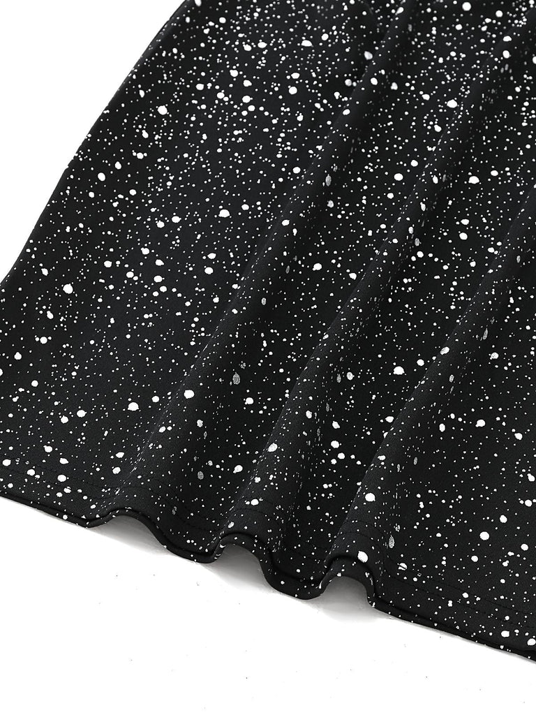 Abito aderente in pizzo con spalle scoperte e metallizzato nero anni '80