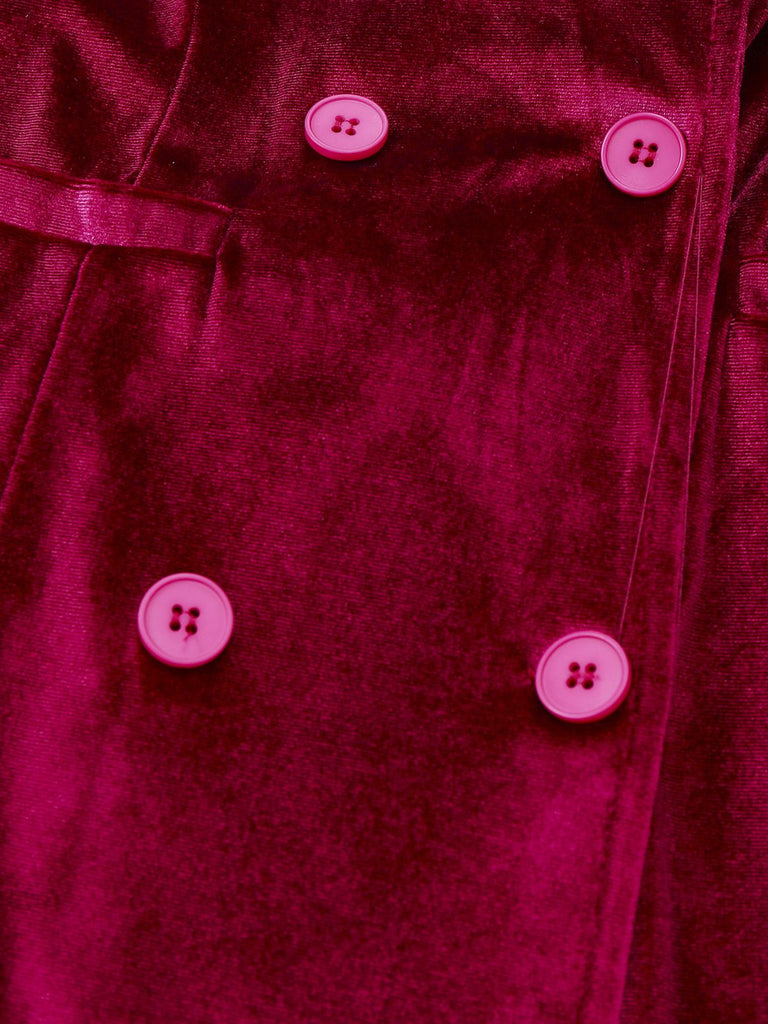 Abito blazer in velluto a maniche lunghe tinta unita anni '60