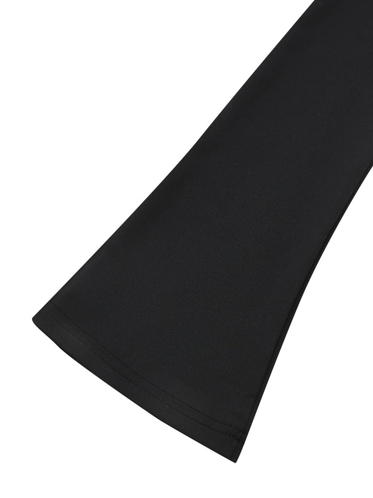 Abito da sirena gotico con cappuccio in pizzo nero anni '70