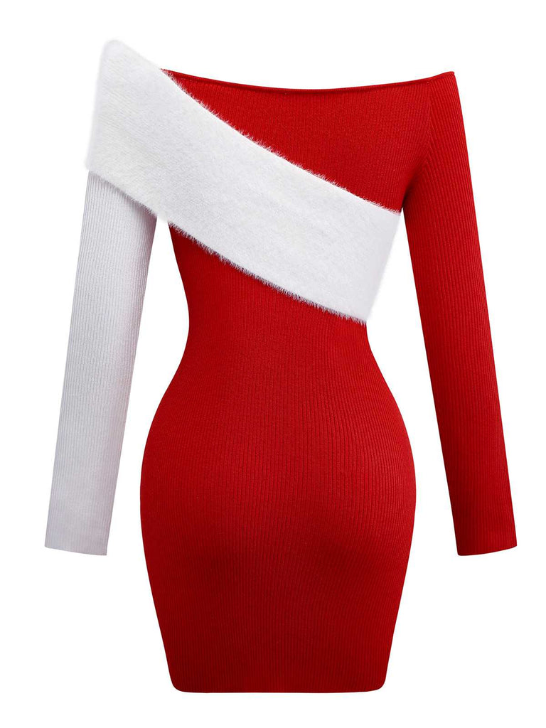 Abito aderente color block con spalle scoperte anni '60