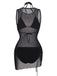 3PCS Nero Bikini con Stampa Vacanze Rete e Copricostume