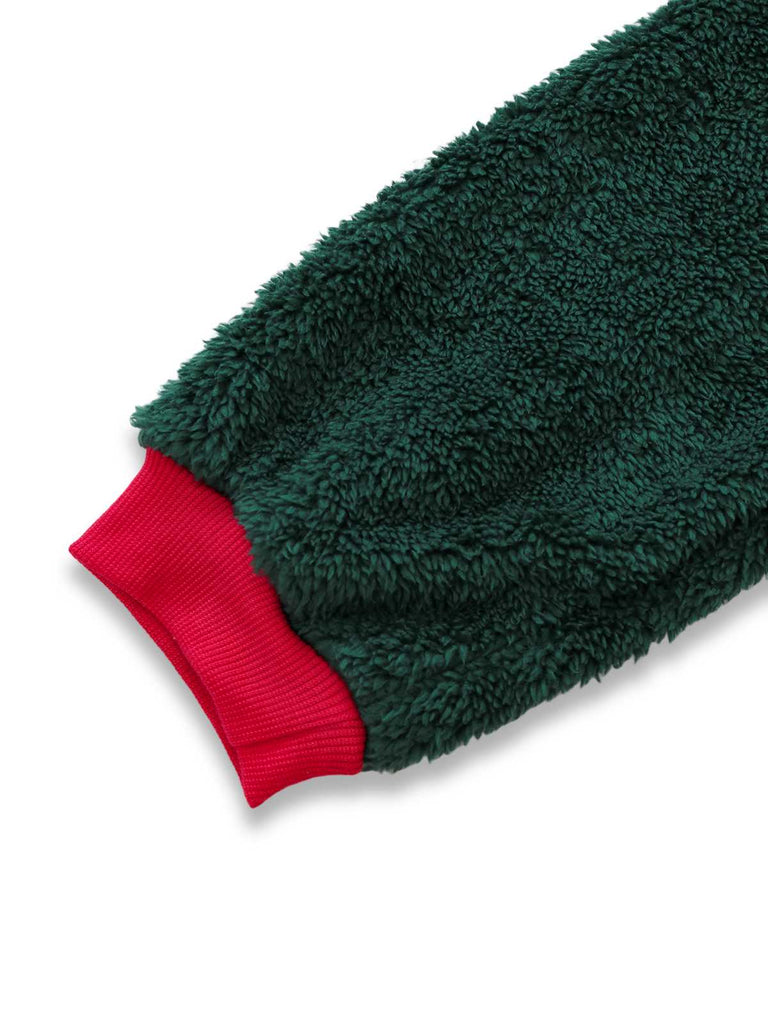 Pigiama con cappuccio in sherpa natalizio verde anni '70