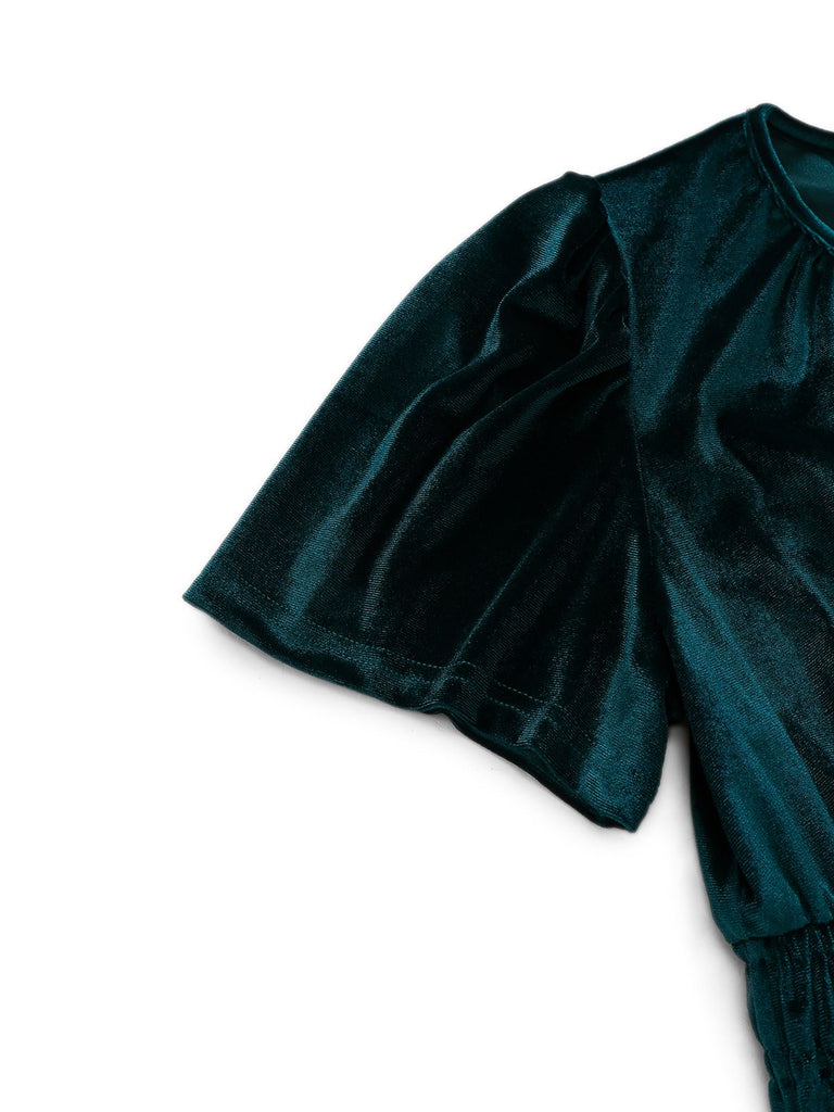 Abito lungo in velluto a maniche corte anni '30