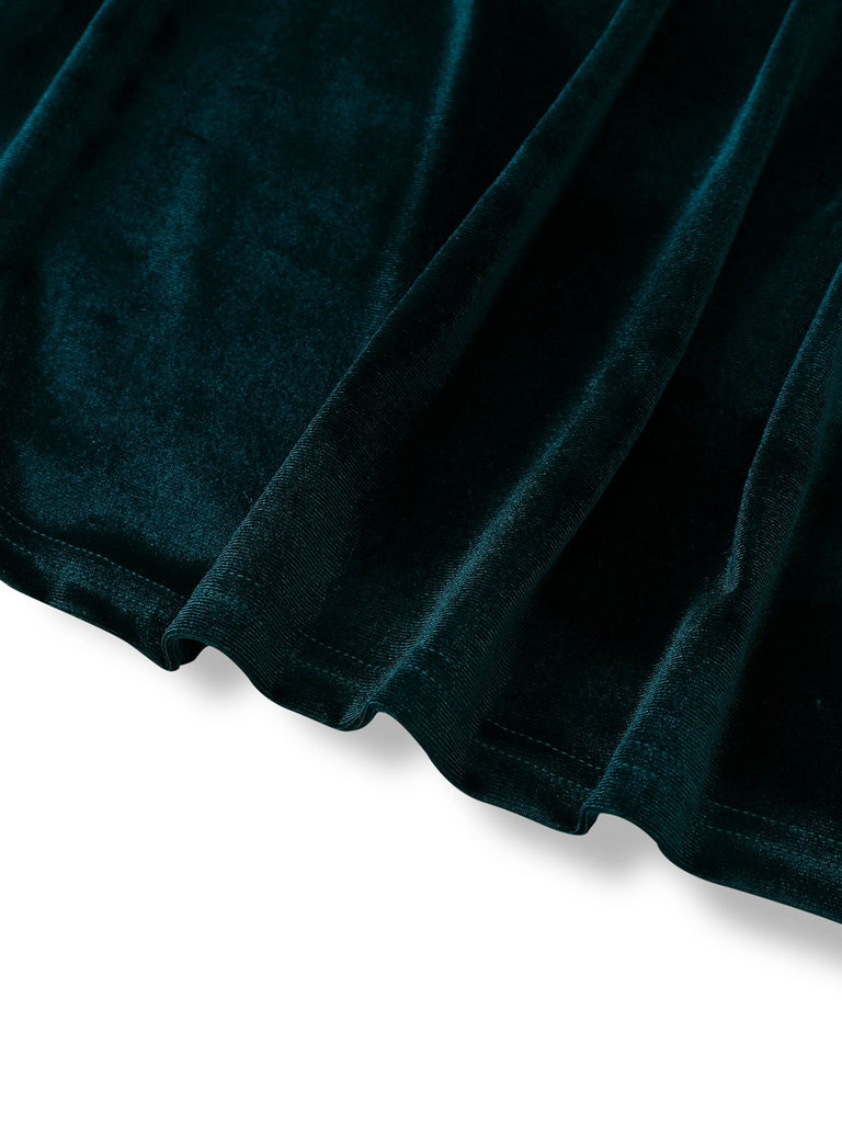 Abito lungo in velluto a maniche corte anni '30