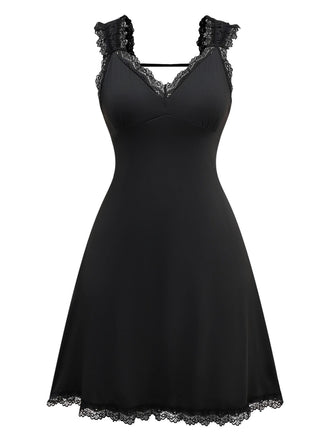 Camicia da notte a farfalla schiena scoperta nero anni '50