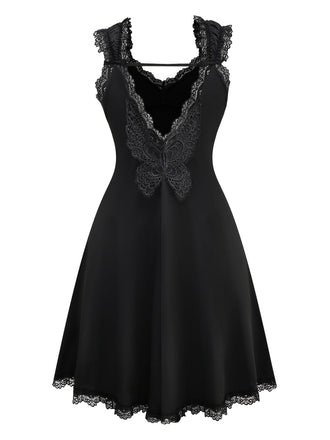 Camicia da notte a farfalla schiena scoperta nero anni '50