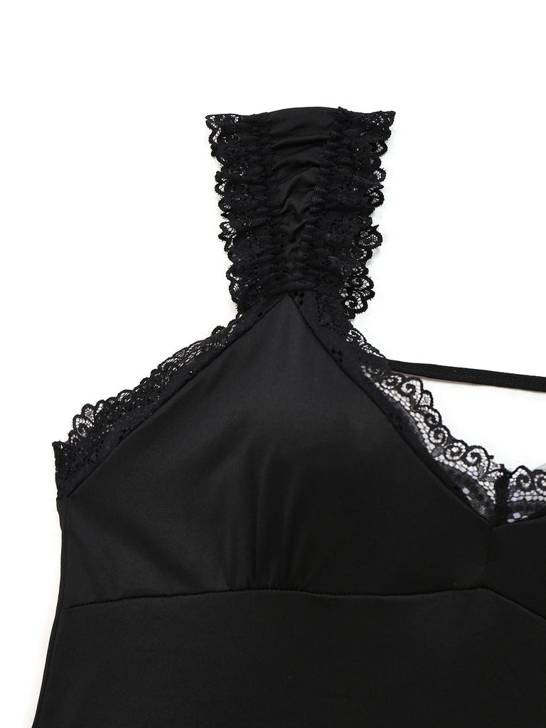 Camicia da notte a farfalla schiena scoperta nero anni '50