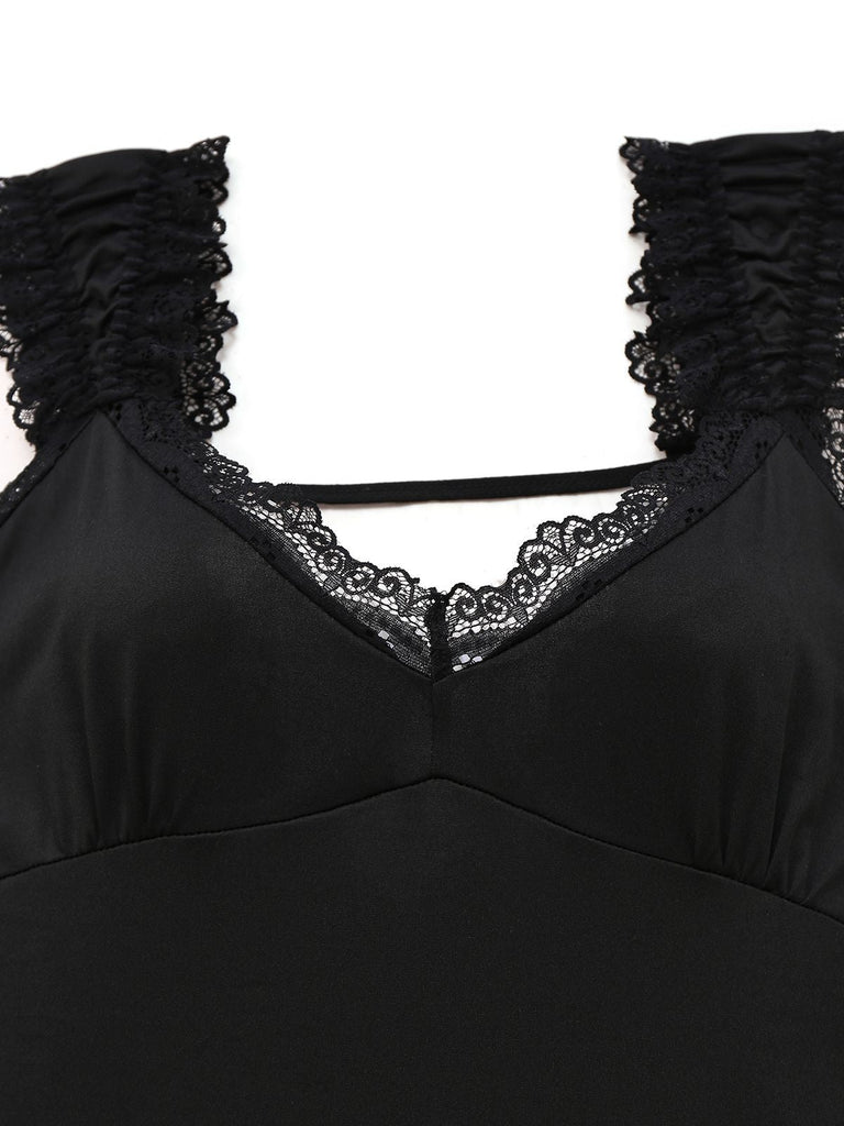 Camicia da notte a farfalla schiena scoperta nero anni '50