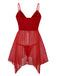 Completo intimo babydoll con pon pon rosso anni '70