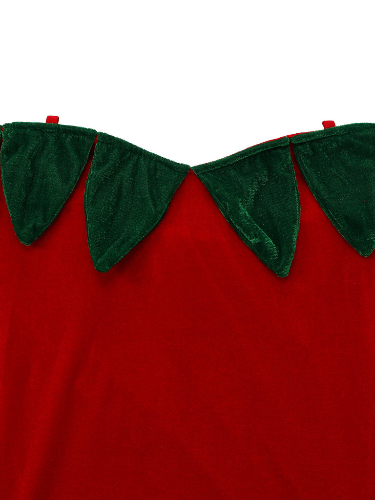 Mini abito a forma di fragola rosso anni '80