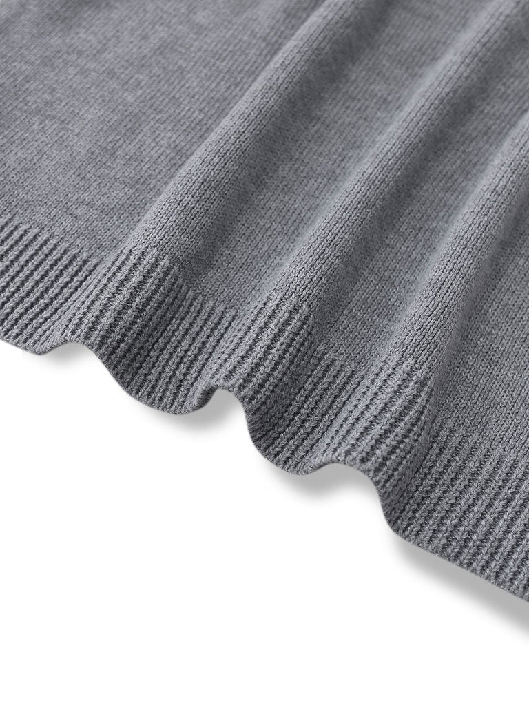 2PCS Maglione a collo alto a maglia e gonna plissettata anni '60