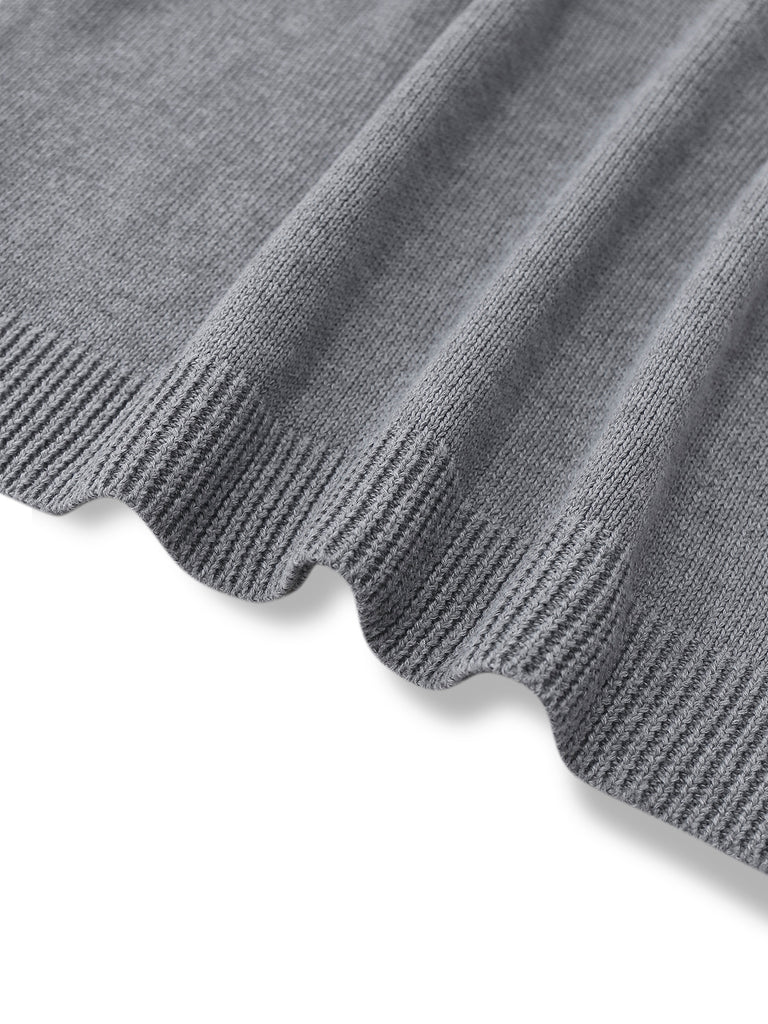 2PCS Maglione a collo alto a maglia e gonna plissettata anni '60