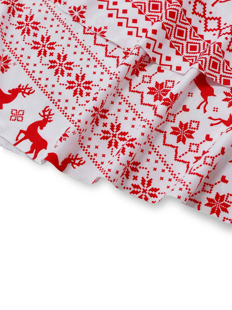 Abito stile renna natalizia con lacci e schiena scoperta rosso anni '60