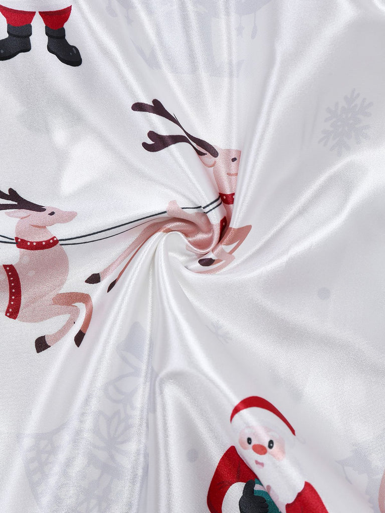 Abito con senza schienale e strati di macchie natalizie bianco anni '60