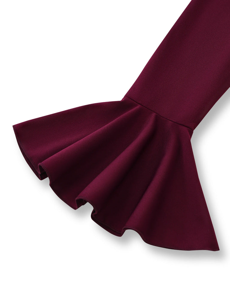 Abito a maniche a campana plissettato con spalle scoperte anni '30