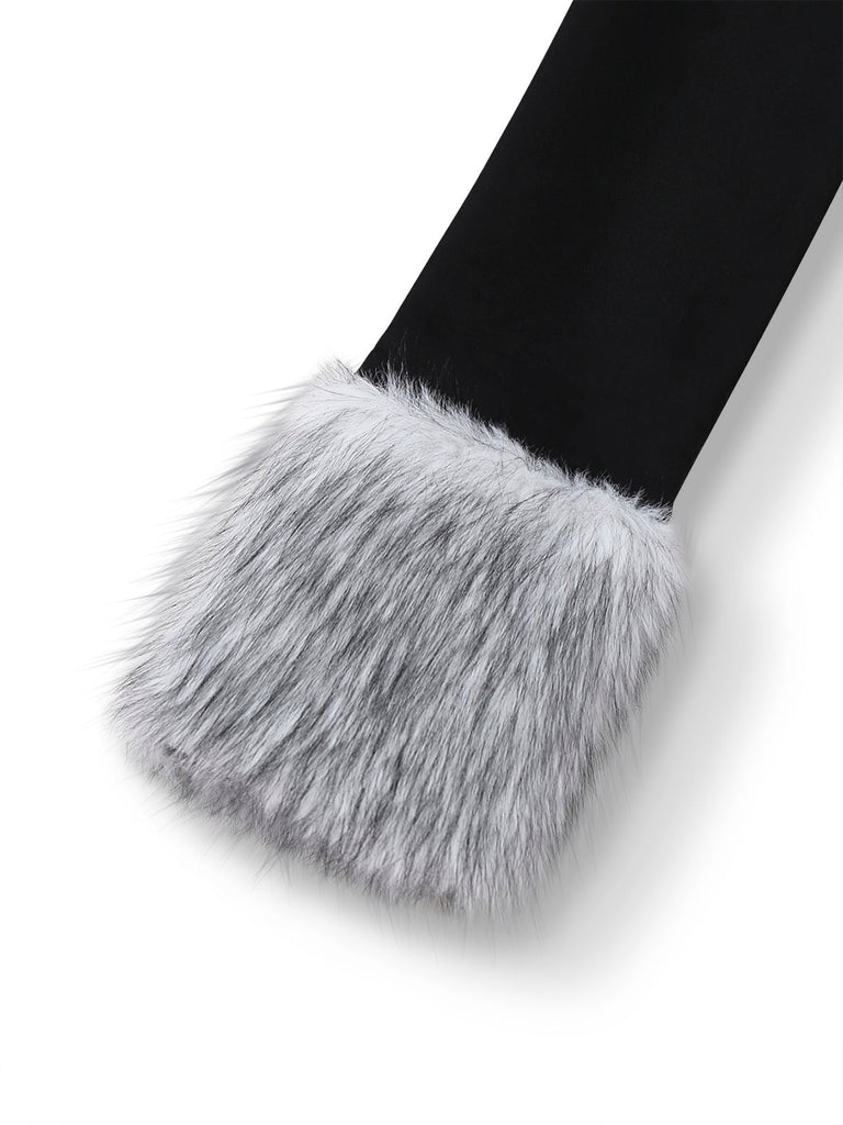 Cappotto lungo con finiture in pelliccia sintetica nero anni '30