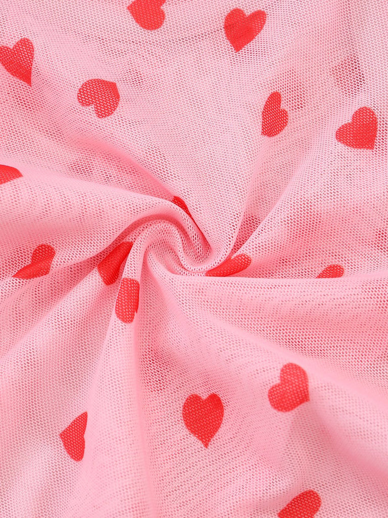 Camicia da notte con pizzo a cuore trasparente anni '80