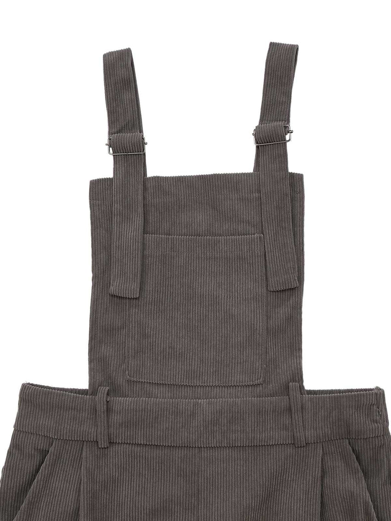 Tuta lunga a gamba larga in velluto a coste grigio anni '40