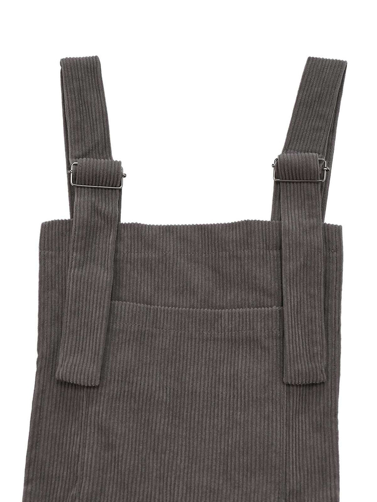 Tuta lunga a gamba larga in velluto a coste grigio anni '40