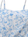 Abito a balze floreale con spalline sottili blu anni '70