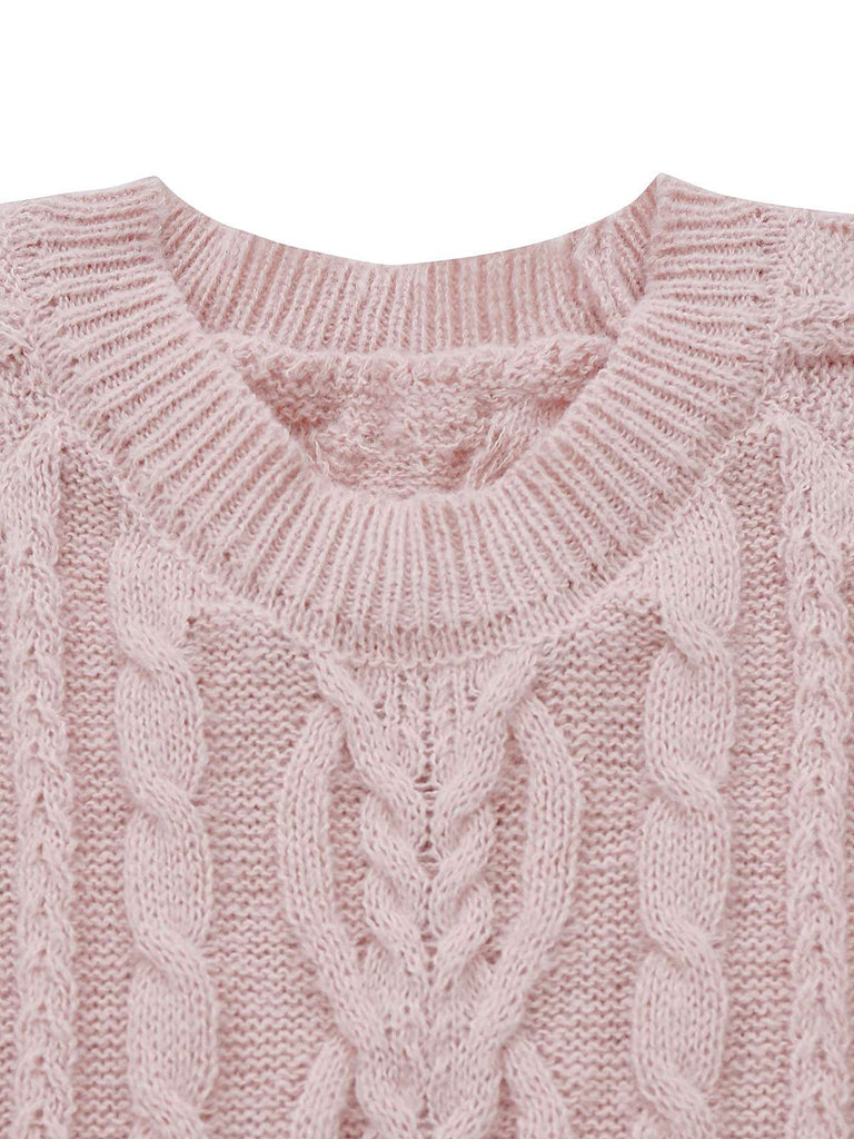 Abito in maglia a trecce con orlo plissettato anni '40