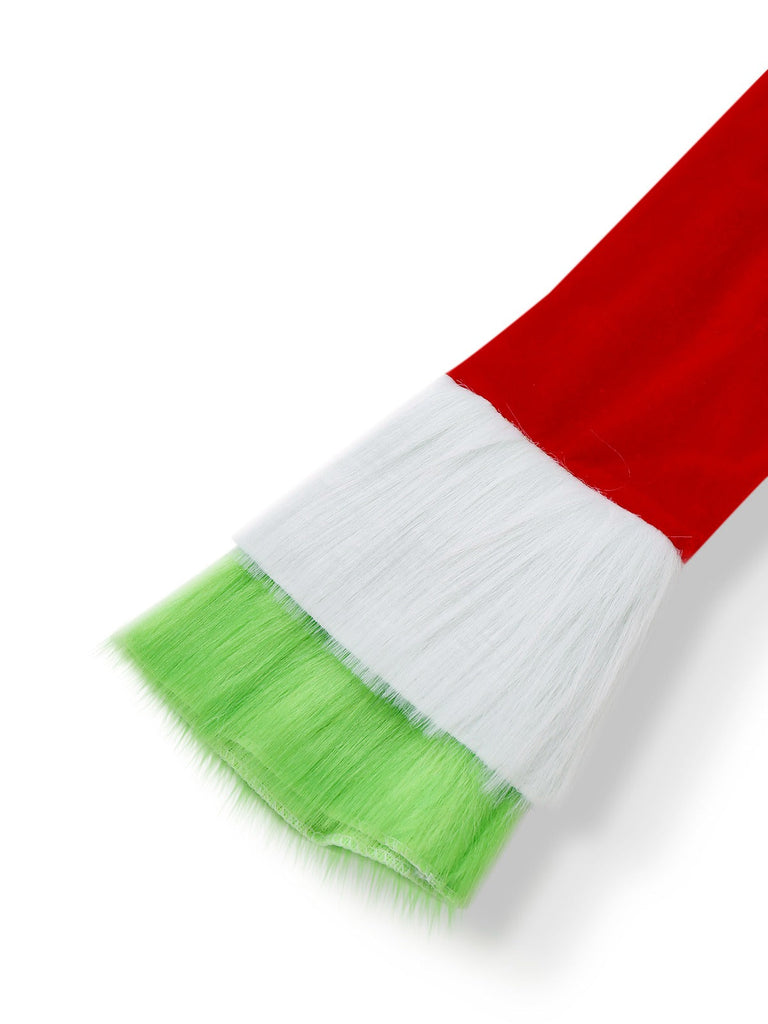 Abito con bordi in pelliccia del Grinch di Natale rosso anni '40