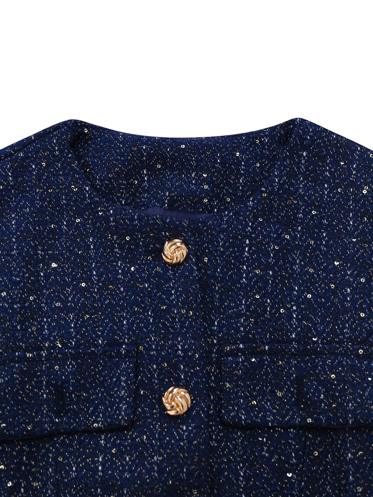 Gilet con cintura e bottoni in tweed anni '60