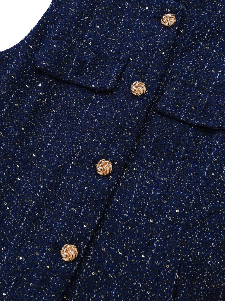 Gilet con cintura e bottoni in tweed anni '60