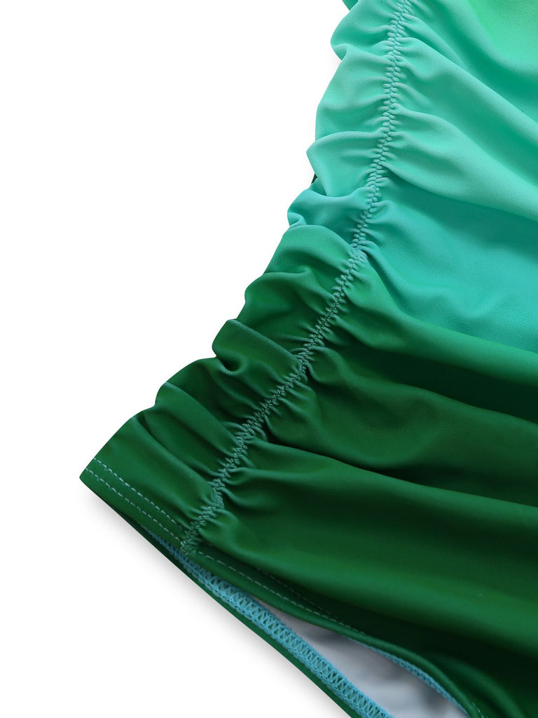 Costumi intero verde anni '30 arricciato sfumato