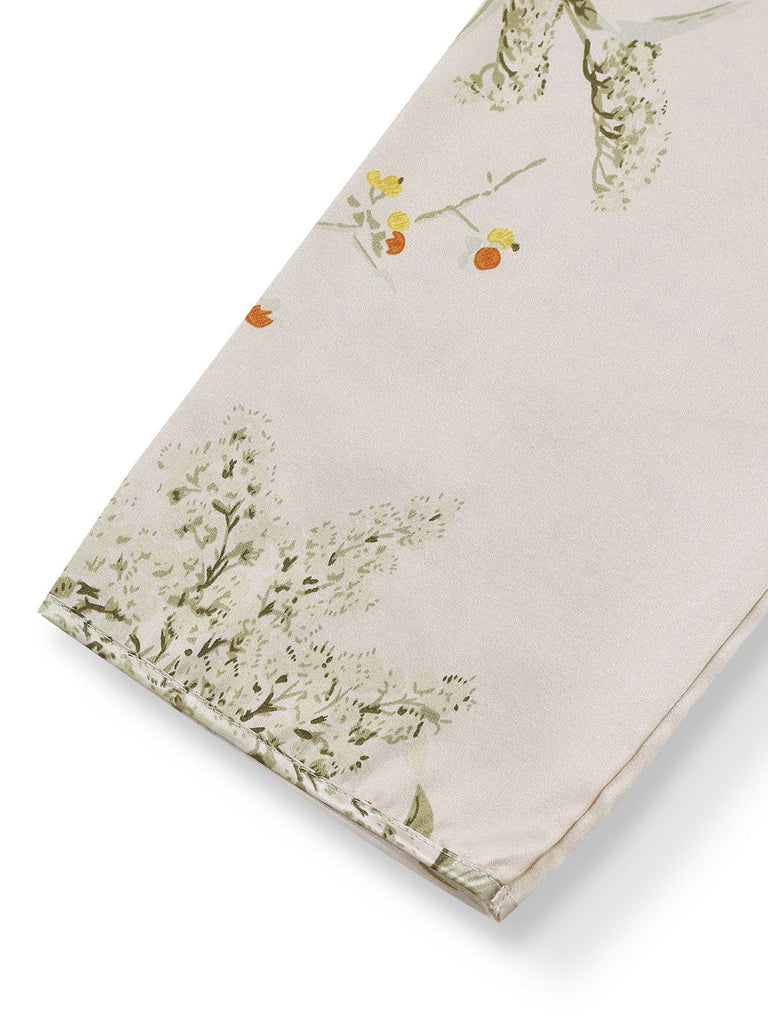 2PCS Camicia da notte in raso con floreali e vestaglia abbinata anni '50