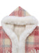 Cappotto con cappuccio in flanella a quadri e orlo sfrangiato rosa anni '30